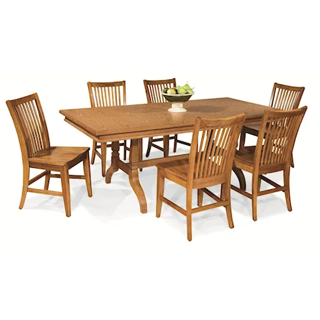 7-Piece Laminate Top Trestle Table Set